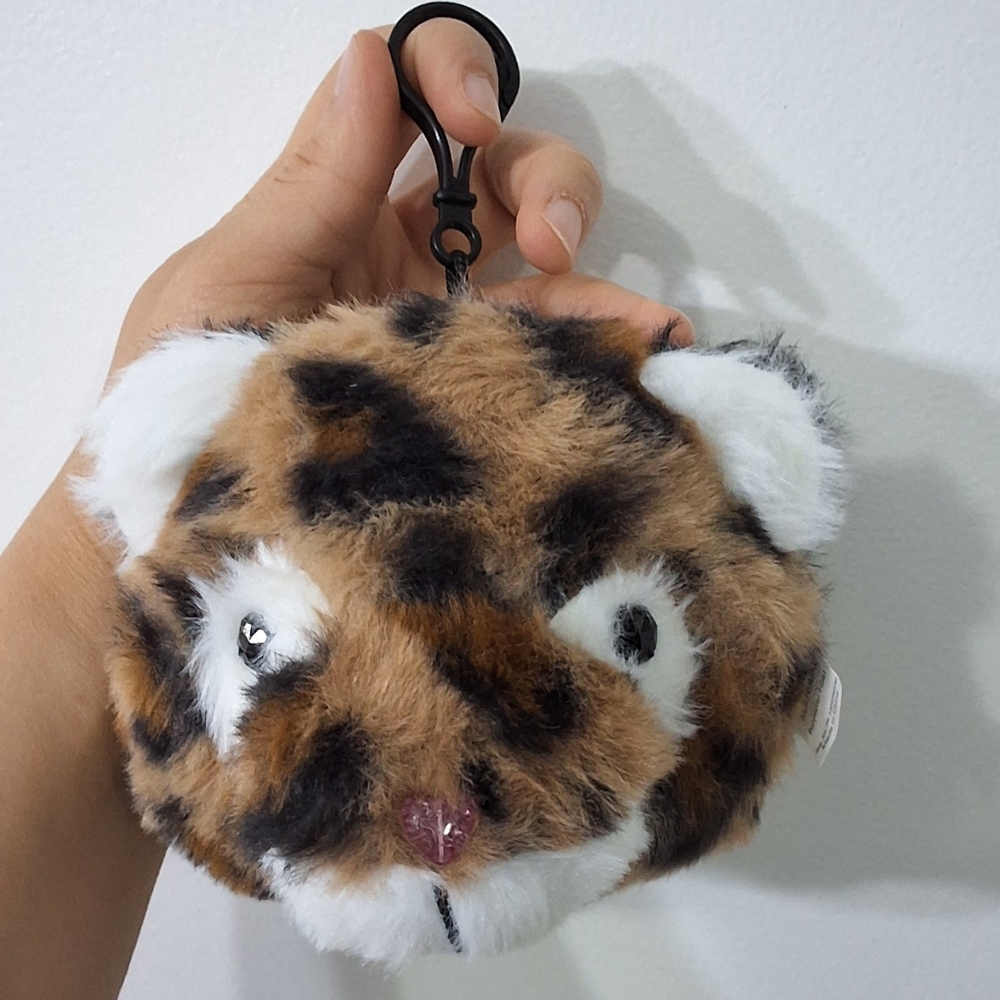 NEW Leopard Animal Plush Cute Keychain Bag Charm Bag Clip With Pouch Coin Purse